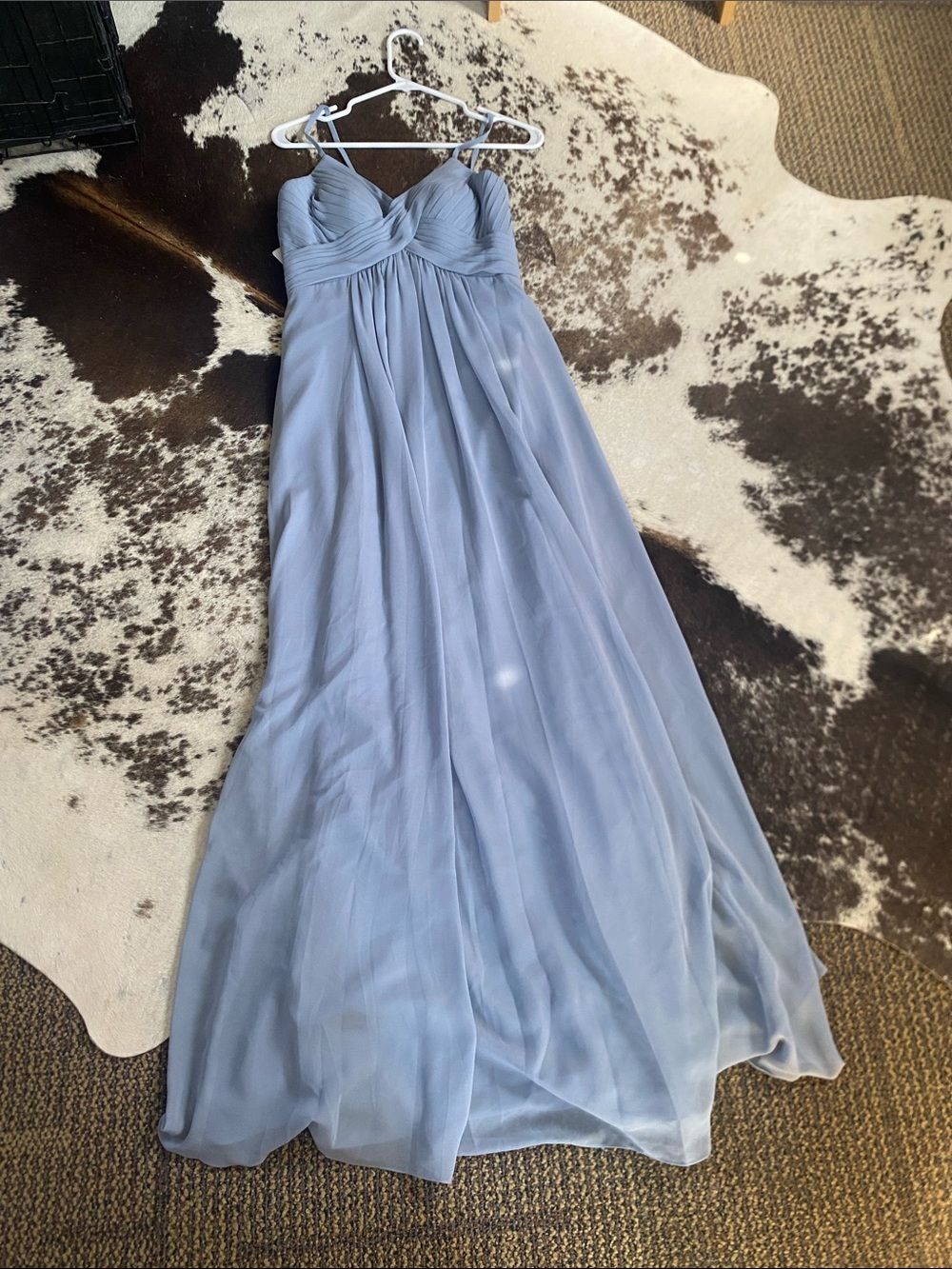 Azazie Powder Blue Chiffon Spaghetti Strap Gown